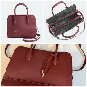 Urban Expressions Oriana Double Zip Work Satchel in Burgundy